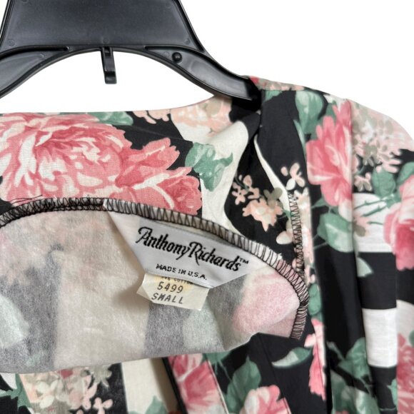 Vintage Anthony Richards House Dress Mumu Small Pink Floral Striped - Picture 3 of 8